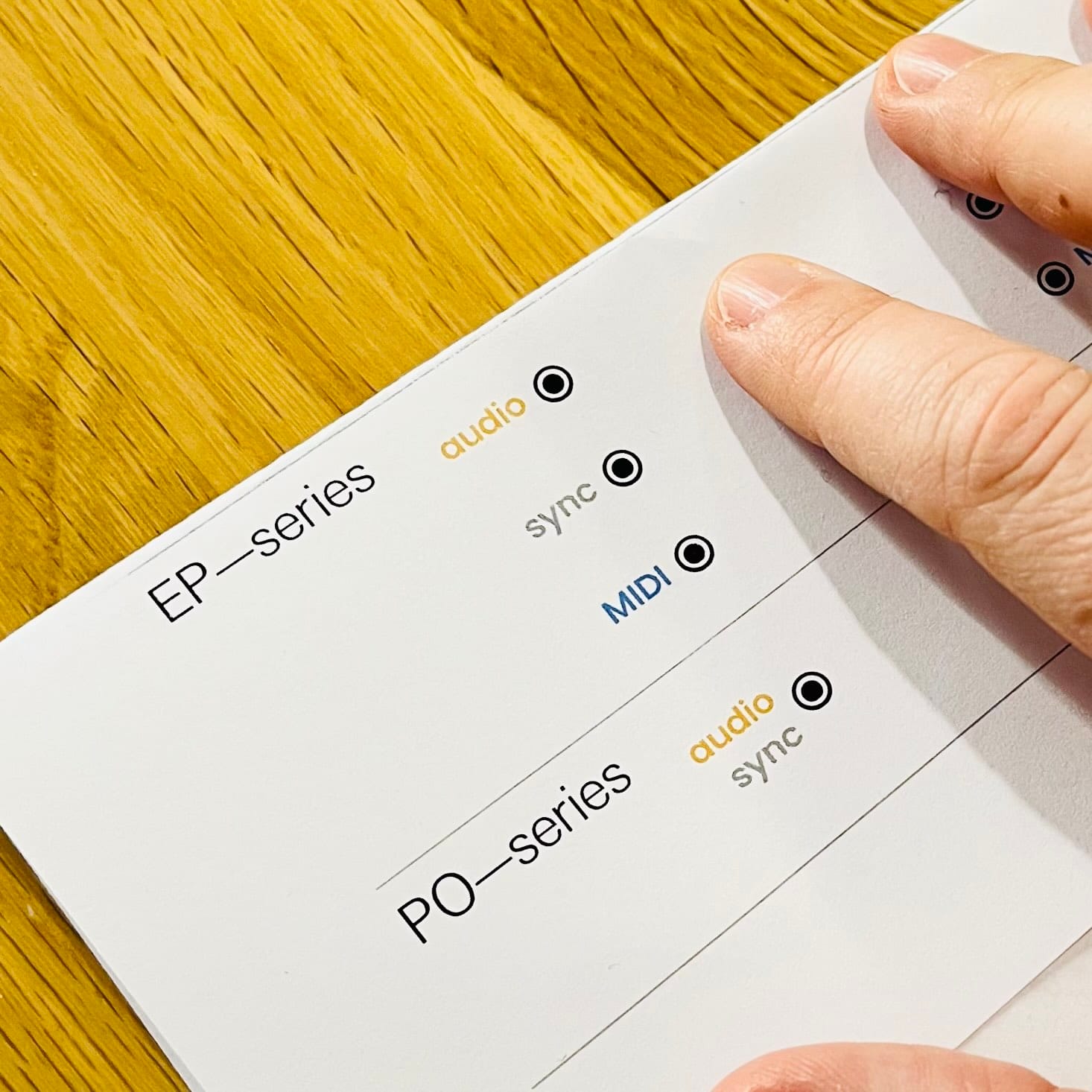 Teenage Engineering connection cheat sheets